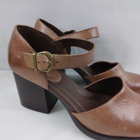 Born Haida Mary Jane Maryjane Pump Brown Leather Heels Size 10 M - Picture 2 of 13